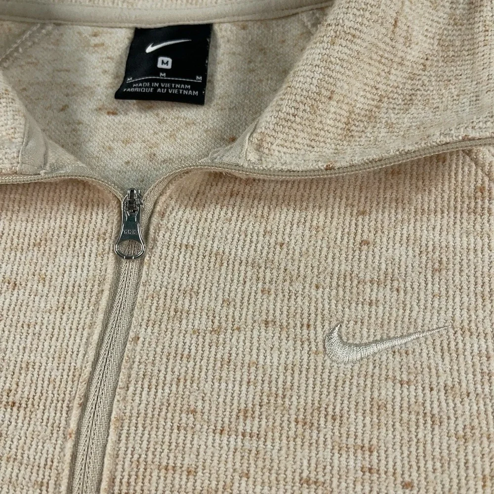 Nike Quarter Zip Mock Neck Pullover Sweater Women's Size Medium Beige Cropped - Picture 5 of 12